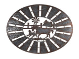 Galvanised w Rust Horses Round Laser Cut Wall Art 100cm V637-24807HRS