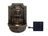 Gardeon Solar Fountain Water Feature Lion Head Wall Fountain 67cm Brown FOUNT-WALL-LION-BR