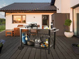 Outdoor Grill Dining Cart with Double-Shelf, 85*55cm BBQ Movable Food Prep Table, Multifunctional V952-JSHWBCTC855512MJNV0