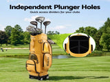 Everfit Golf Cart Bag Rolling Buggy Club Organiser Synthetic Leather Yellow GOLF-B-BAG-CART-YE