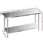 Cefito 1829x610mm Stainless Steel Kitchen Bench 430 SSKB-430S-72