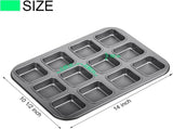 2 Pack 12 Cavity Brownie and Muffin Pans, Non Stick Carbon Steel Bakeware for Mini Cakes, Brownies, V1189-LC-AMZ-00082