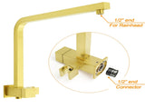 WELS Brushed Gold Twin Shower 12" Rain Head Handheld Diverter Wall Arm Set Square Taps V1233-A702GHS002M4CGKSS112GCPF0272AG