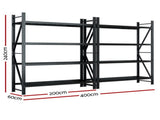 Giantz 4Mx2.4M Garage Shelving Warehouse Rack Black WR-F-20246-200BK-ABCX2