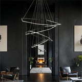 BAMDECOR AD2582/5 Modern LED Chandelier, Hexagonal Rings Ceiling Lighting Contemporary Chandeliers V255-BAM-AD2582-5-4681012-BLK