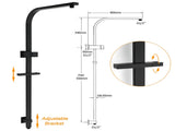 WELS Matt Black Dual Shower Set 10" Square Rain Head Handheld Silde Rail Arm Kit V1233-C7121SBHS002M4CBKSS110B