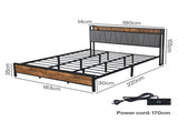 Levede King Bed Frame Industrial Tufted Soft Storage Headboard USB Charge BF1057-K-DG-AU