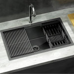 Cefito Kitchen Sink 70X45CM Stainless Steel Single Bowl Drain Rack Basket Black SINK-R10-7045T-BK