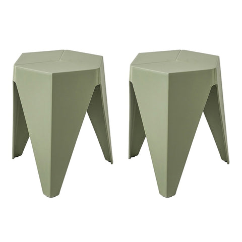 Artiss 2x Bar Stools Puzzle Plastic Foot Stool Green AI-PP-STOOL-T-GR