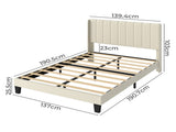 Levede Metal Wooden Bed Frame Double Panel Plush Upholstered Mattress Platform BF1072-D-BG-AU