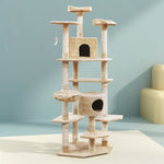 i.Pet Cat Tree 203cm Tower Scratching Post Scratcher Condo Trees House Bed Beige PET-CAT-PCTOP-BE