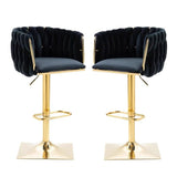 SERENIT Modern Velvet Breakfast Bar Stools Swivel Barstools Adjustable Counter Stools with Backrest V255-SE-GP1782-BLACK
