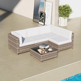 Milano Outdoor 5 PC Rattan Sofa Set Colour Oatmeal Seat & Black Coating ABM-10001720
