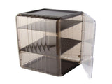 Cup Storage Rack Dustproof Stackable Plastic Clear Cup Organizer Box for Cabinet Desktop Large Black V1294-YM0710-3117230285713
