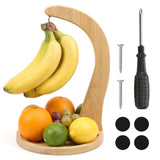 Wooden Banana Hanger Stand for Kitchen Countertop Sturdy Metal Hook Keep Fruit Fresh and Bruise V1369-AZ3-W-12120