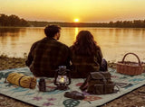 Extra-large 198.12x198.12 cm foldable picnic mat with portable rope. Soft padding design, floral and V1105-YAHWT-01