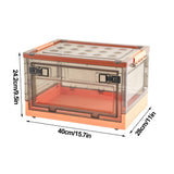 Foldable Plastic Storage Box with Lid, Clear Transparent Organizer Bin for Clothes Blankets, Large V1366-AZ2-W-14777