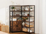 6 Tier Corner Bookshelf, Tall Corner Bookcase Storage Doors, Large L-Shaped Bookshelf Organizer V952-ZLSZJSNJTMK7N90ZV001V0