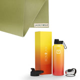 Jade Yoga Harmony Mat - Olive & Iron Flask Wide Mouth Bottle with Spout Lid, Fire, 32oz/950ml Bundle V398-JY-368OL-IFB