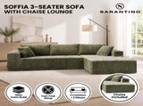 Sarantino Soffia 2.75m Green Corduroy Corner Sofa with Chaise L-Shape Sectional Couch 3 Seater SOFA-MFL-337-GN
