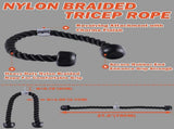 Lat Pulldown Tricep Rope Cable Machine Attachment with Dual Resistance Bands V1308-DSZKI-474
