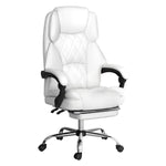 Artiss Executive Office Chair Leather Footrest White OCHAIR-G-1051-FT-WH