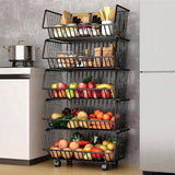CARLA HOME Metal 5-Tier Rolling Vegetable and Fruit Basket Cart Stand for Kitchen LSB-36139