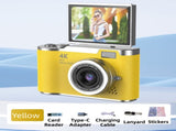 Yellow 4K Compact Digital CCD Camera for Vlogging & Students - Portable Point and Shoot with V888-ELOSUNG42187