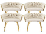 1 Set of 4 Artiss Dining Chairs Velvet Armchair Beige UPHO-C-DIN-01-VEL-BGX4
