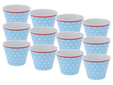 12PCS Light Blue Dot Pattern Imitation Ceramic Water Cup Drinking Mug for Restaurant School Gift V1294-YM0901-3118210153011