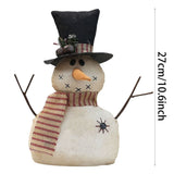 Vintage Fabric Snowman Desktop Figurine Holiday Tabletop Christmas Ornament 10.6x10.6in V1369-AZ3-W-14887