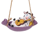 Cow Playing Guitar Garden Statue Vivid Cute Hanging Resin Cattle Sculpture Art Decoration for Lawn V1294-YM0521-3111230031913