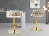 SERENIT Modern Velvet Breakfast Bar Stools Swivel Barstools Adjustable Counter Stools with Backrest V255-SE-GP1782-IVORY