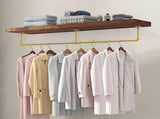Vintage Iron Clothes Rail Gold Wall Mounted Garment Rack V178-66776