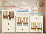 CARLA HOME 3 - Tier Foldable Wardrobe Cabinet - White - Plastic - Clothe Storage V178-36498