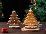 2 Pcs Charming Gingerbread Christmas Tree Figurine - Festive Resin Holiday V888-ELOSUNG27680