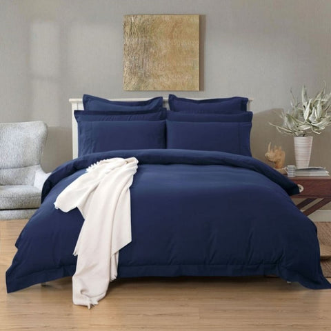 1000TC Tailored King Size Quilt/Duvet Cover Set - Midnight Blue V493-K-12