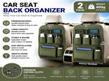 2 pcs Green Car Seat Back Organizer - 210D Oxford Cloth, Water-Resistant & Multi-Pocket Design V888-ELOSUNG53518