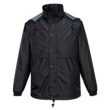 HUSKI STRATUS RAIN JACKET Waterproof Workwear Concealed Hood Windproof Packable - Black V563-918032-STRATUS-BLK-4XL