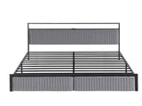 Artiss Metal Bed Frame King Size LED Charging Station 2 Drawers MBED-D-LINE-K-BK-AB