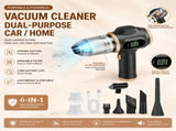 8-piece Black Handheld Cordless Vacuum Cleaner & Air Duster 2-in-1, Portable Car and V888-ELOSUNG53351