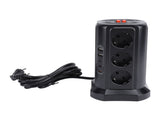 Tower Power with Protector Switch Multiple Ports Vertical Space Saving Electric Tower Power V1294-YM0901-3114240085711