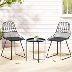 Gardeon 3PC Outdoor Bistro Set Patio Furniture Lounge Chairs Table Garden ODF-CHAIR-ST8001-3PC