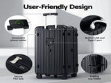 Wanderlite 32" Trunk Luggage Suitcase Travel 5 Wheels Type-C Port TSA Black LUG-ABS-TRUK-32-BK