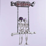 Halloween Skeleton Decorations - Hanging Bride & Groom Skeleton Couple Figurine with Welcome Sign & V1366-AZ2-W-24609