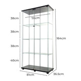 164cm Glass Display Cabinet 2 Doors DBOX1002-4-D-BK
