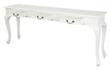 Queen Anne 3 Drawer Sofa Table - White V199-ST003QAWH