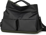 Black Large Capacity Waterproof Tote Bag - Convertible Crossbody Messenger for Gym, Travel & Work V888-ELOSUNG38251