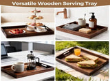 Acacia Wood Serving Tray with Handles, 17 Inch Wooden Tray for Ottoman, Breakfast, Lunch, Dinner, V1258-DP02-C-597