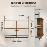 VEVOR Industrial Pipe Shelf 3 Tier 41.5x9.84in Wall-Mount for Kitchen Bedroom V952-JSGZWJYGHMBHZ7W6FV0